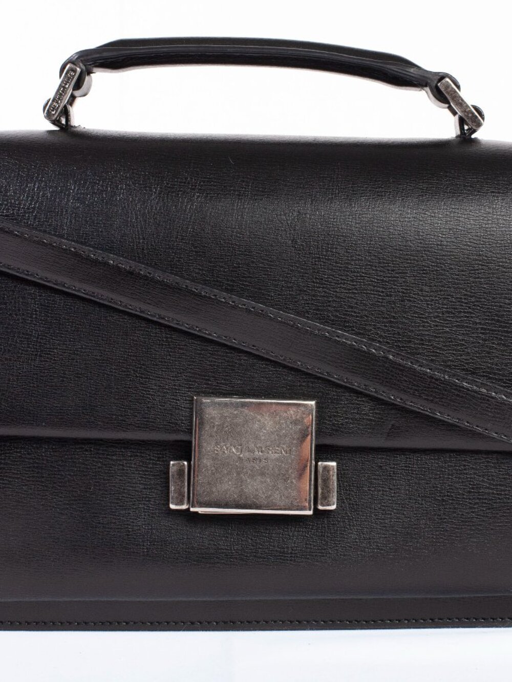 Authentic Saint Laurent Black Calfskin Leather Bellechasse Shoulder Bag